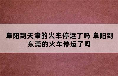 阜阳到天津的火车停运了吗 阜阳到东莞的火车停运了吗